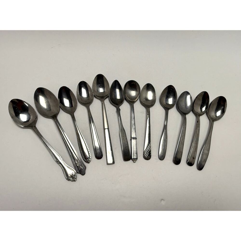 Vintage Mixed Silverware Spoon Lot 11 Craft Repurpose Jewelry Making Supplies